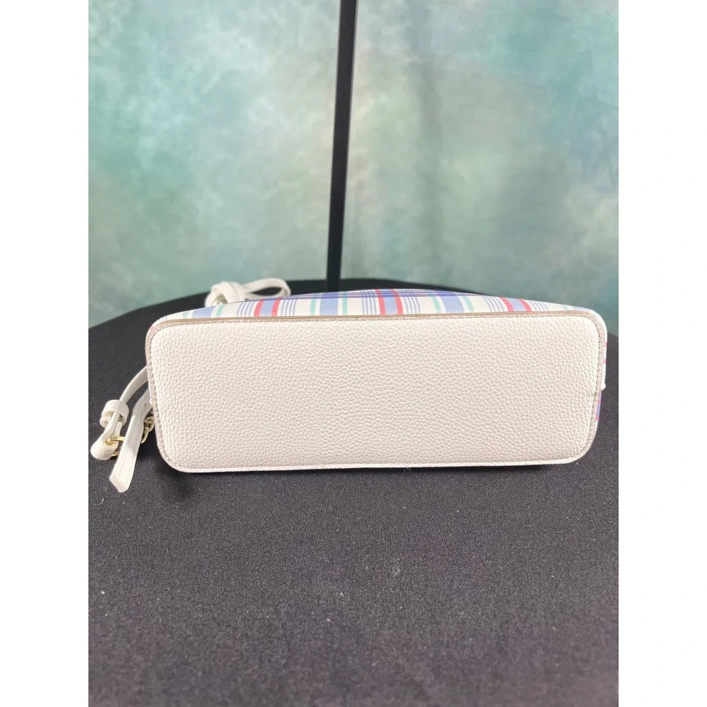 Nanette Lepore Purple Blue Plaid Dome Crossbody‎ Bag Gold Chain Strap Pastel